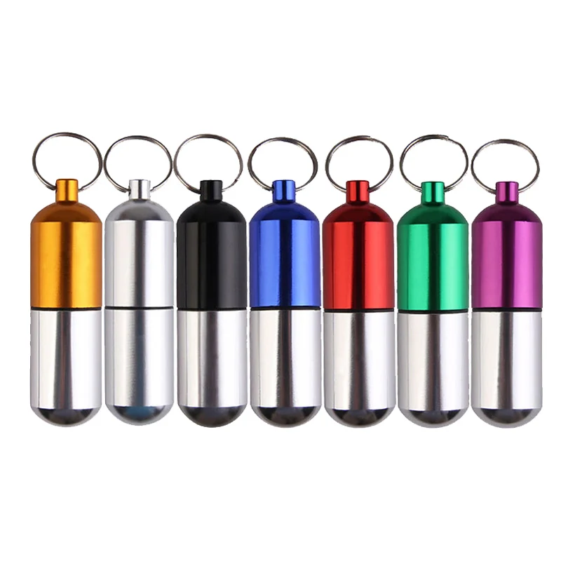 Large Size Aluminum alloy Pill Medicine Storage Bottles Holder Outdoor Cartridge Keychain Waterproof Seal Tank Capsule Container | Красота и