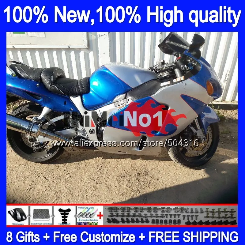 Hayabusa для SUZUKI GSXR 1300 2002 2003 2004 2005 2006 2007 28MC. 131 GSXR-1300 GSXR1300 96 02 03 04 05 06 07 обтекатель, синего и серебряного цвета