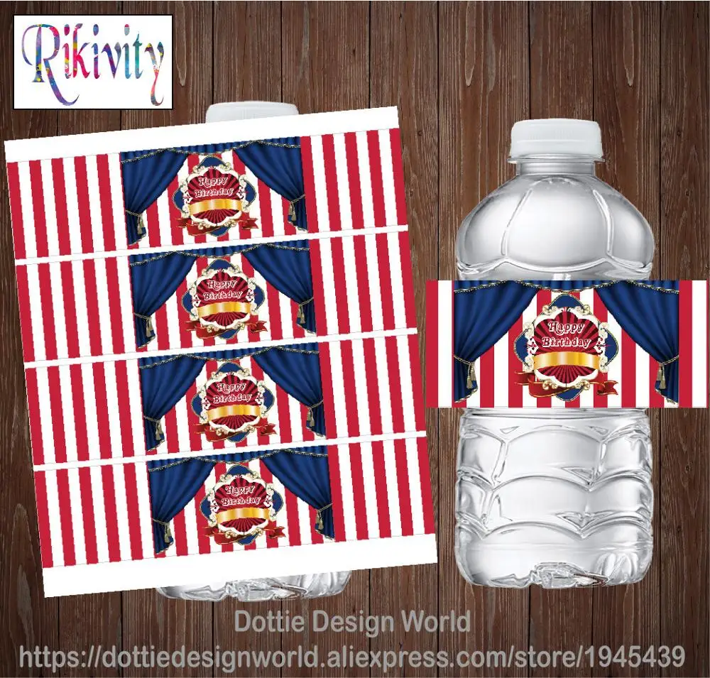 20/set Custom Carnival Circus Birthday Water Bottle Wine Labels Candy Bar Wrapper Stickers Anniversary Wedding Party Decoration | Дом и сад