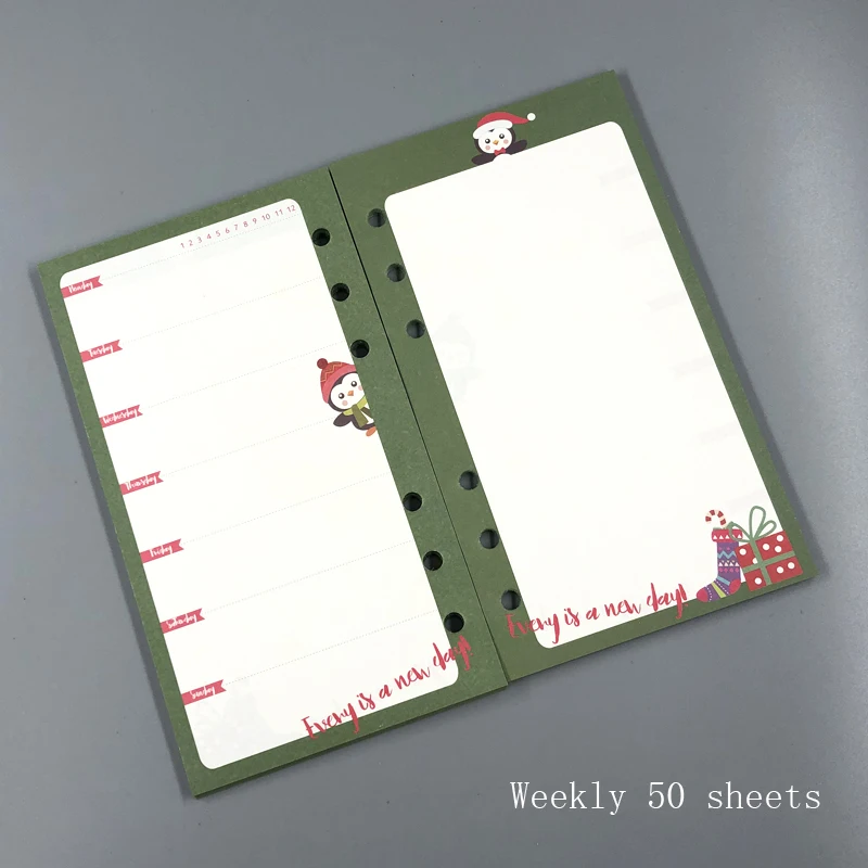 chrismass weekly Fromthenon милый блокнот для Filofax Dokibook спиральный планировщик A5A6A7 дневник внутренний ядро Weekl ежемесячный точечный наполнитель бумага - Цвет: chrismass weekly