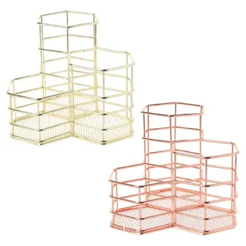 

Nordic Style Makeup Storage Box Hexagon Case Brush Pen Pencil Holder Desk Organizer Iron Storage Container
