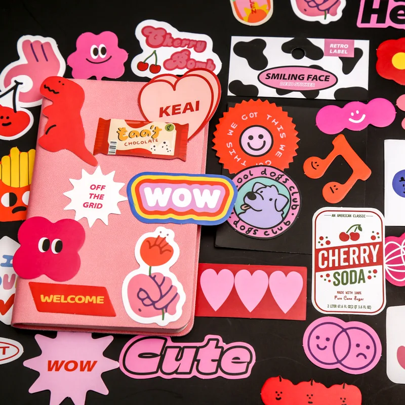 40 unids/pack genial sonrisa serie lindo etiqueta engomada de papel paquete Kawaii pegatinas estética planificador Scrapbooking álbum diario etiquetas de decoración