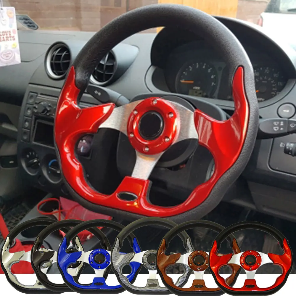 Universal 13" 320mm Racing Sports Car Steering Wheel With Horn Button