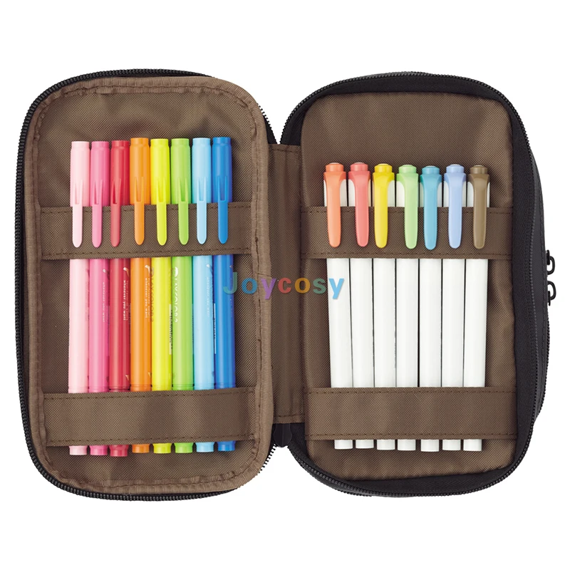 LIHIT LAB. Zipper Pen Case, Multi-Layered Storage Large Wide Open