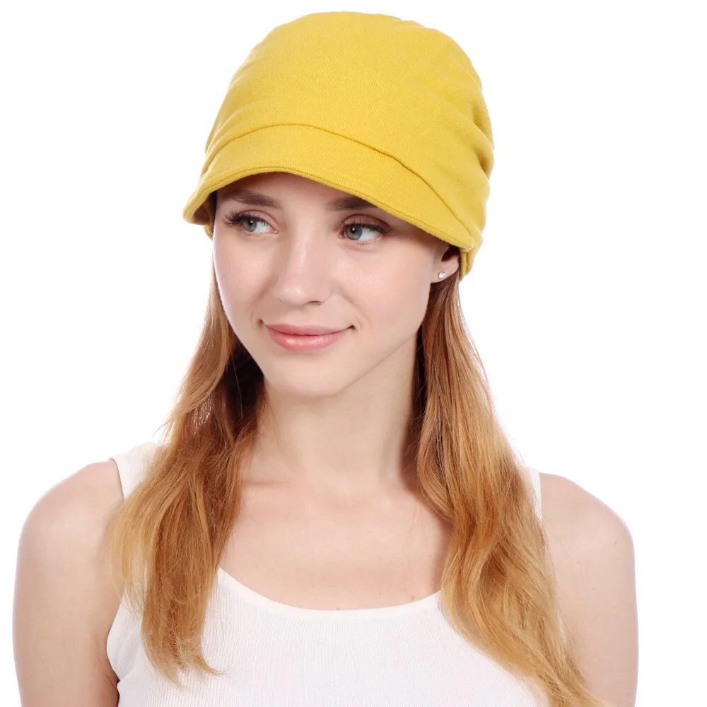 

1 pcs Women warm hats solid soft 6 Colors High Quality Cotton Caps with brim