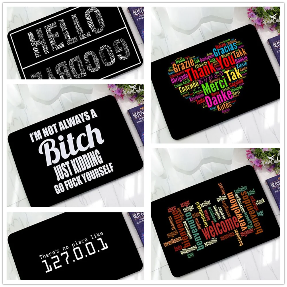 Greeting word pattern printing absorbent felt bedroom door mat door mat non-slip living room mat C