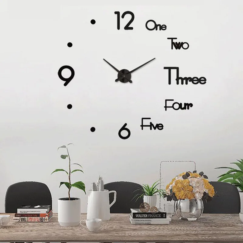 DIY Современные Дизайнерские цифровые 3d настенные часы самоклеящиеся настенные часы стикер большие настенные часы кухонные часы для дома гостиной