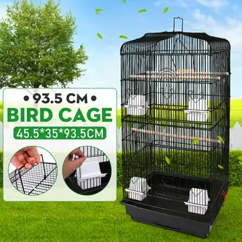 

Dual-Layer Bird Cages Iron Bird Parrot Cage Macaw Pigeon Parakeet Cage With Removable Tray Bird Supplies Breeding Box L Size