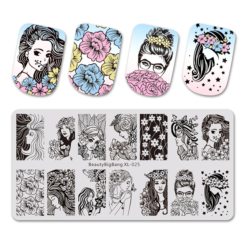 Beautybigbang пластины для штамповки ногтей набор 3 шаблонов+ штамп для ногтей+ штамповка пластин сумка+ пилочка для ногтей Аксессуары для инструментов
