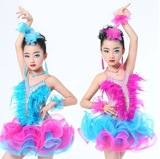 

Children Professional Latin Dance Dress for Girls Ballroom Dance Competition Dresses kids Modern Waltz/tango / Cha Cha Costumes