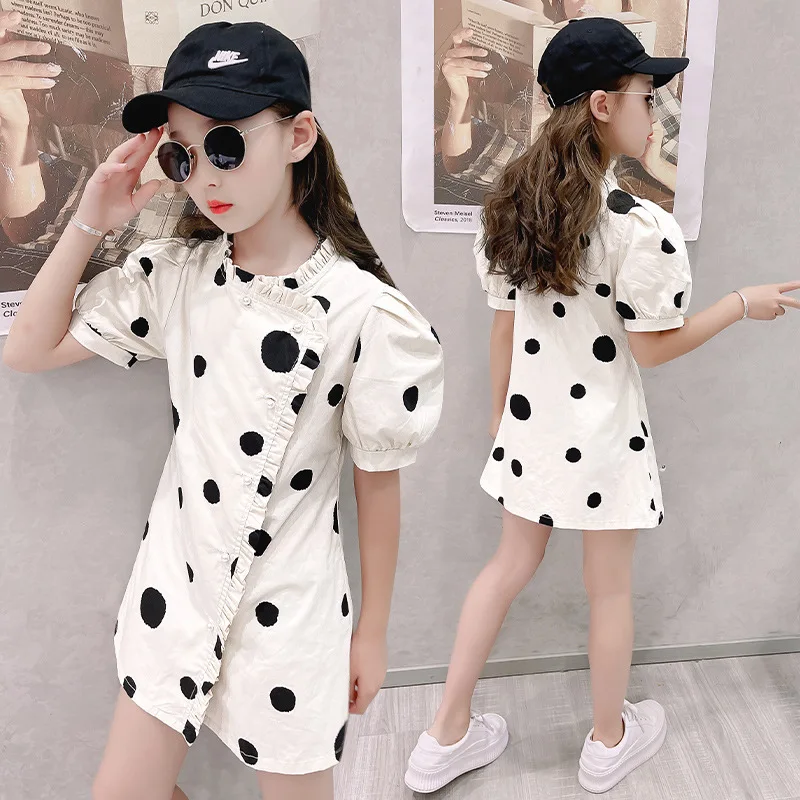 Модифицированное платье-Ципао в горошек для девочек Новинка лета 2021 стильные