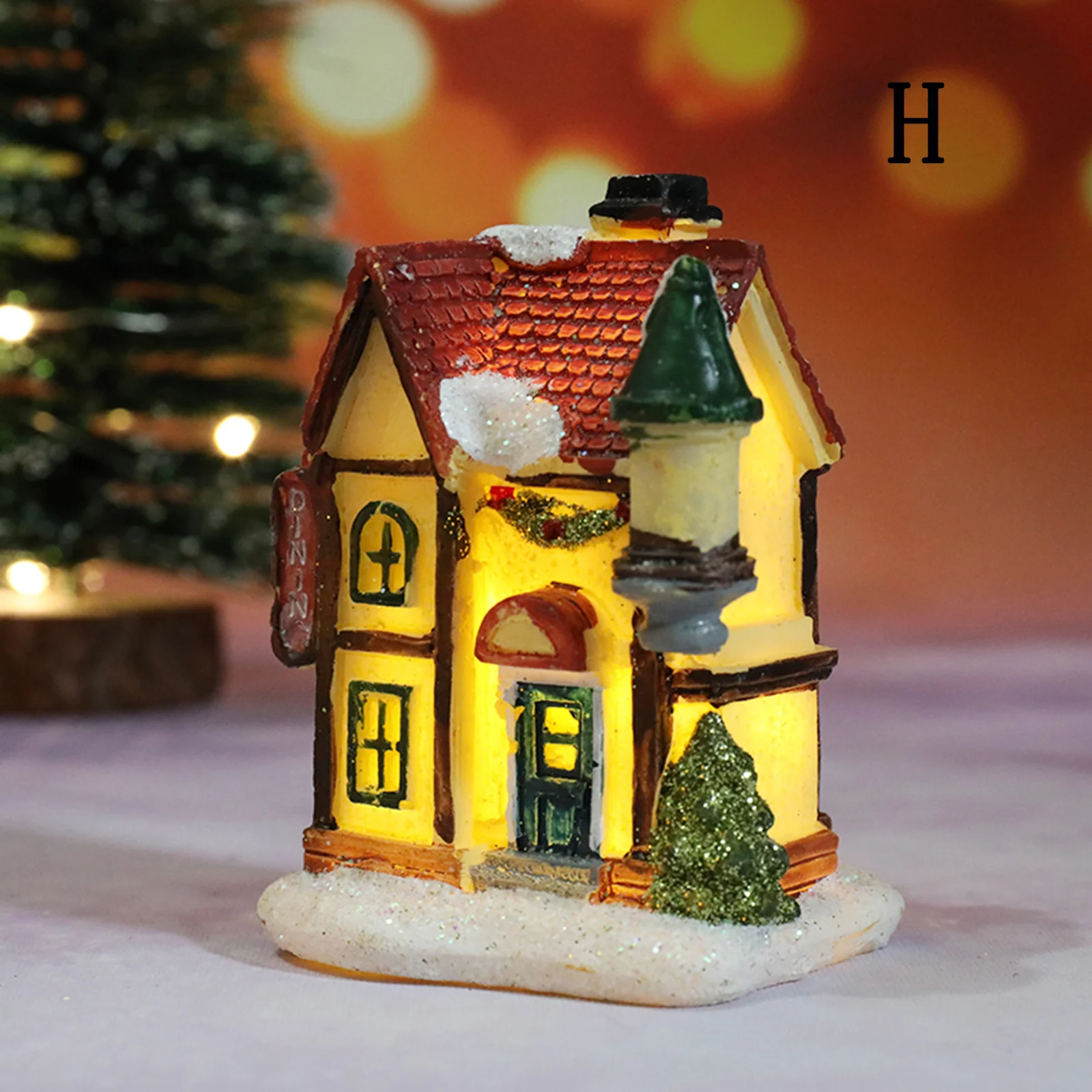 6PCS Christmas Ornament Set Doll House Village Light Up Christmas House Winter Holiday Garden Decoration Children Gift Set