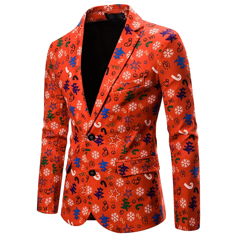 CYSINCOS, мужская куртка с цветочным рисунком, мужские блейзеры с рисунком, модные пуговицы, костюмы, пальто, рождественские, приталенные, вечерние, рождественские блейзеры