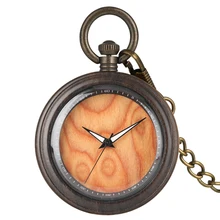 Деревянные карманные часы для мужчин кварцевые Подвесные часы для женщин толстая цепь кулон часы светящиеся указатели