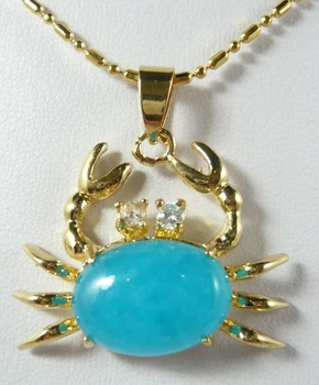 

13*18mm light blue jades crab pendant