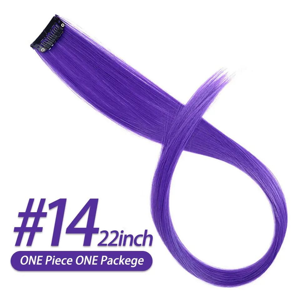 LM 22 ''цельные накладные волосы для наращивания 92 цвета с зажимом для наращивания волос термостойкие композитные заколки - Цвет: 14
