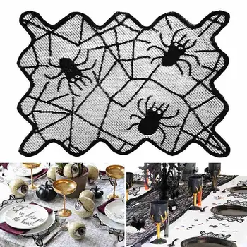 

6Pcs Halloween Spider Web Pattern Exquisite Party Decorative Placemat Table Mat Halloween Placemat Cup Pad Mat Wall Ornament