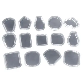 

14 Pcs/set Mirror Crystal Epoxy DIY Geometric Triangle Square Jewelry Decorative Handmade Pendant Silicone Mold