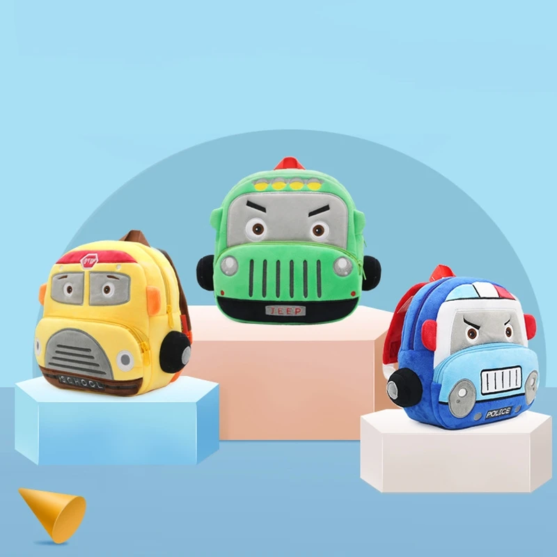 От 2 до 4 лет мультфильм 3D автомобиль форма плюшевые рюкзаки детские игрушки