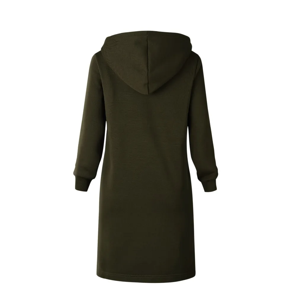 Однотонное карманное худи зимнее пальто женское с длинным рукавом повседневное на молнии с капюшоном по щиколотку размера плюс женское пальто для женщин