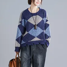 Johnature осенне-зимние корейские модные пуловеры с цветочным принтом, вязаный свитер с круглым вырезом, новинка, свободный Универсальный женский свитер