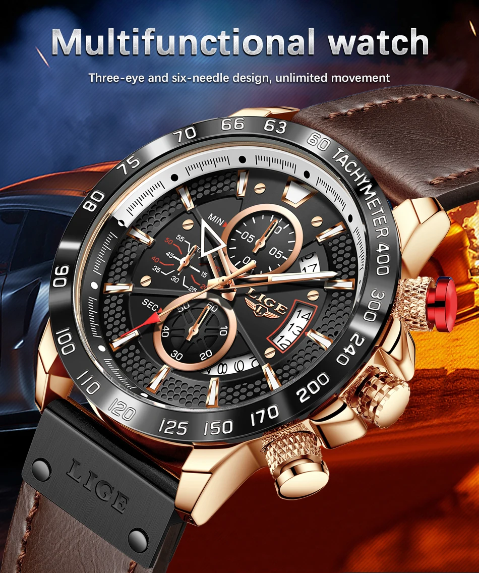 LIGE 8929 Men Quartz Watch description image