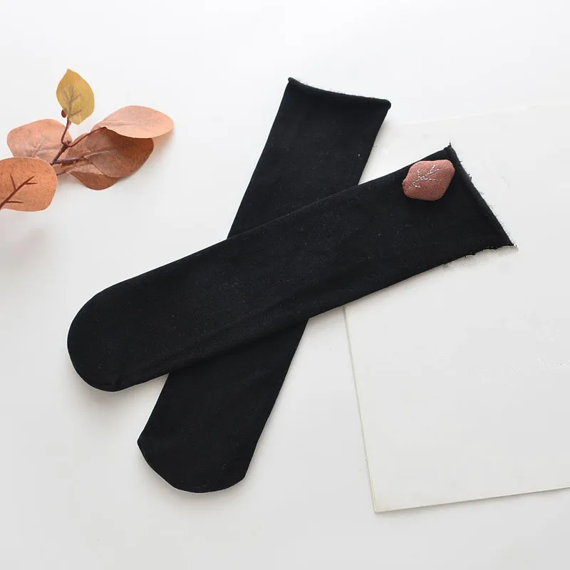Зимние гольфы для малышей теплые шерстяные носки для детей Зимние носки бесшовное бархатное сапоги носки-тапочки для детей От 3 до 12 лет - Цвет: black