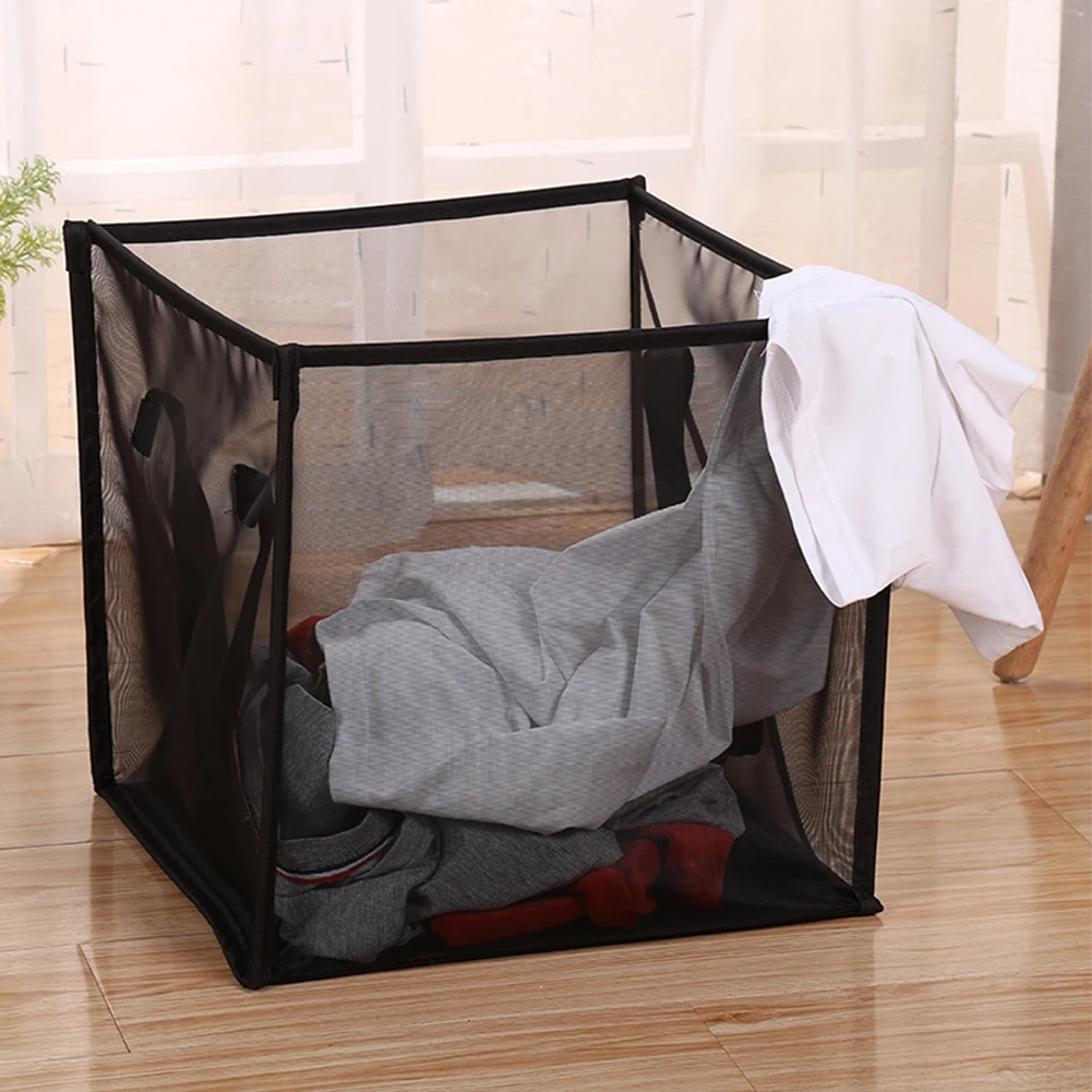 Dirty Clothes Large Capacity Laundry Basket Toys Storage Household With Handle Strap Practical Mesh Bathroom Foldable Hamper