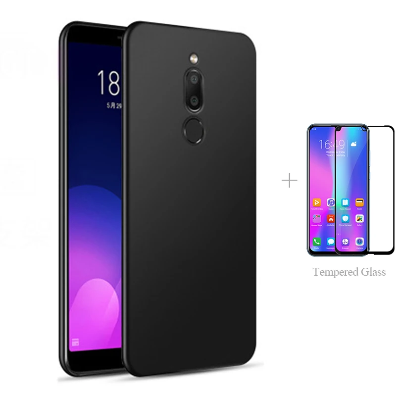 

Matte Back Cover Case + Full cover Tempered Glass For Meizu Note 9 8 X8 V8 M8 Lite 16X 16th 15 Plus M6S M 6S X 8 V