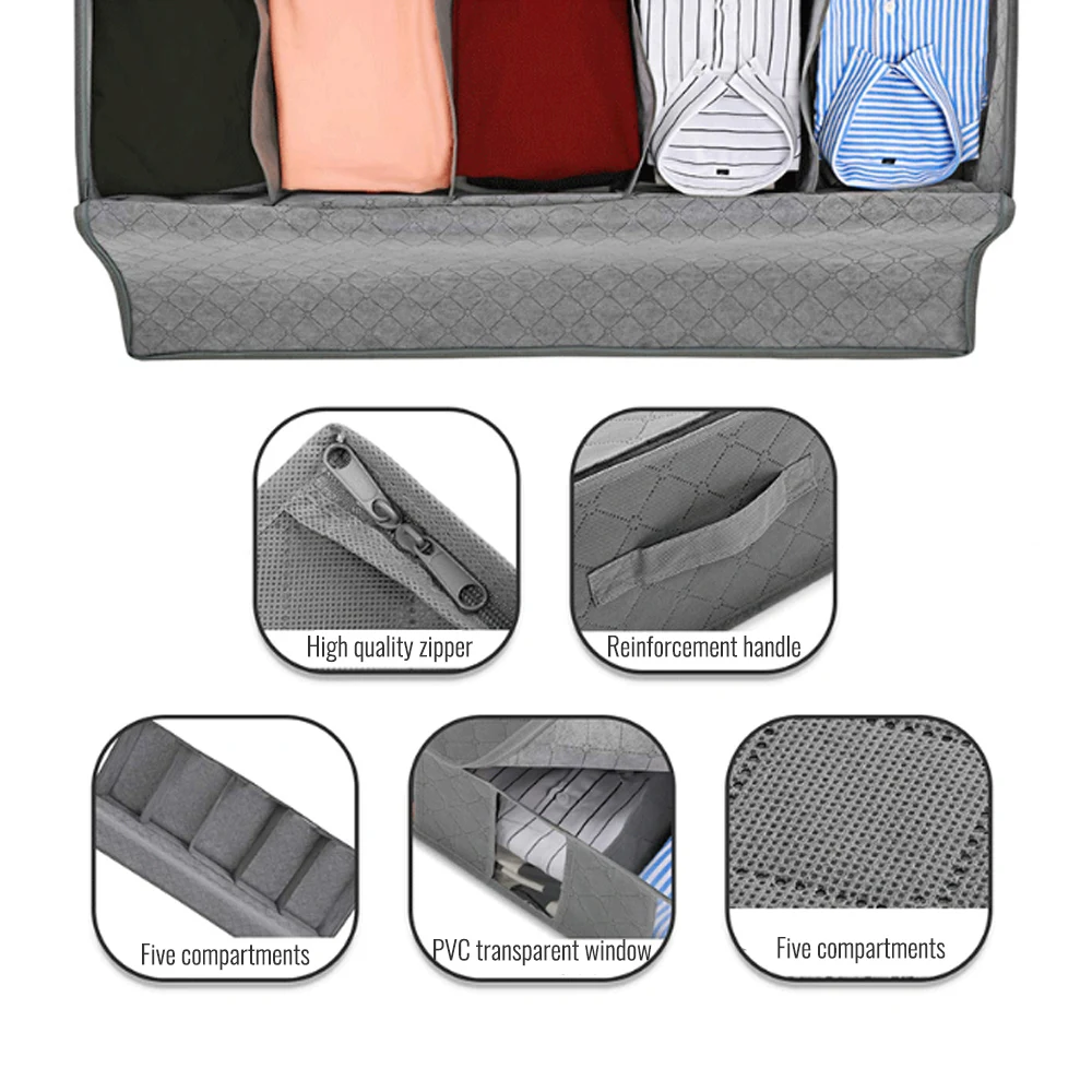 Contenitore portaoggetti sottoletto in tessuto non tessuto, contenitore portaoggetti per trapunte, coperte, vestiti, divisore, pieghevole, contenitore per vestiti, grande_voghion.com