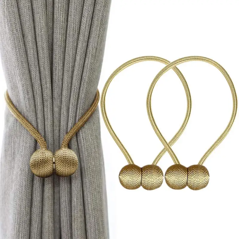 Magnetic Curtain Tiebacks Window Drapries Decorative Rope Holdbacks Buckle Clips Holder Tie Backs Drapes Room Office Decor