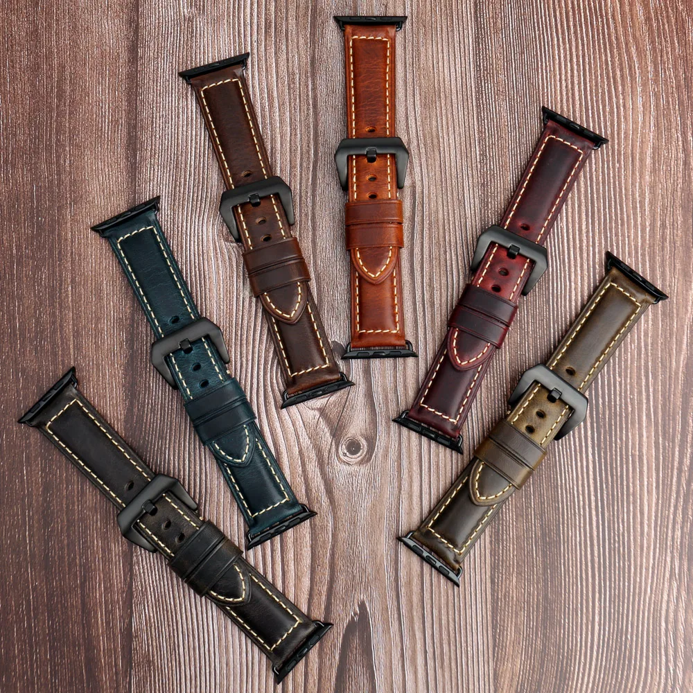 Maikes Pulseira de Relógio de Couro Genuíno Acessórios para Apple Ver 40 mm 38 mm Pulseiras para Apple Ver 44 mm 42 mm - Image 3
