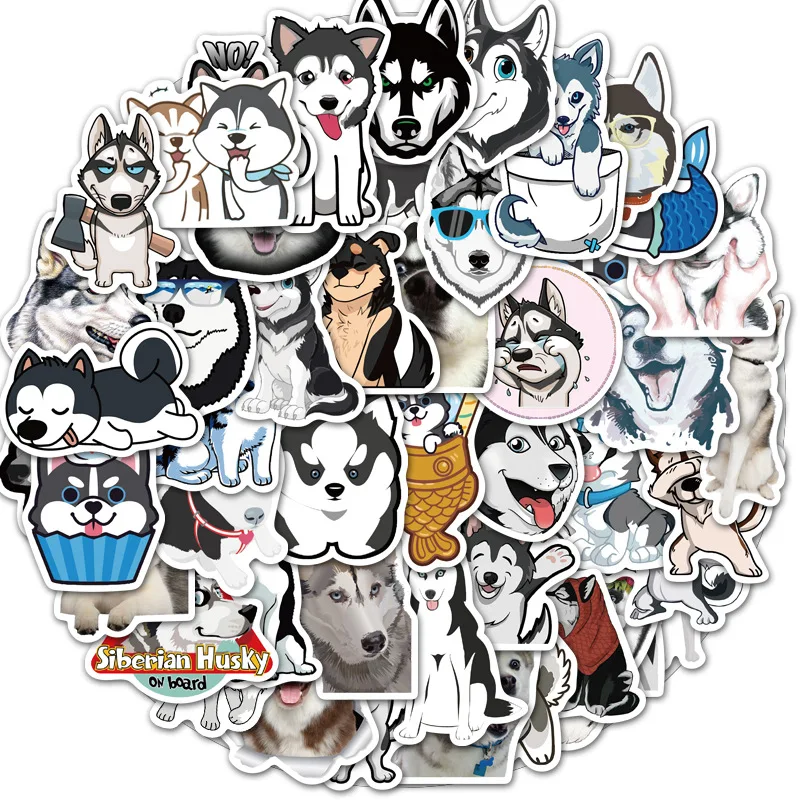 

10/30/50PCS Cute Animal Husky Dog Erha Big Head Sticker Graffiti Waterproof Sticker Computer Skateboard Decoration Wholesale