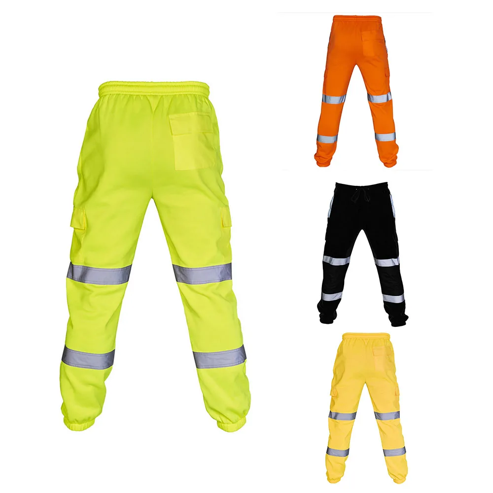 Men's Sweatpants High Visibility Running Reflective Work Pants Lightweight Breathable Casual Loose Carg Motorcycling Trousers