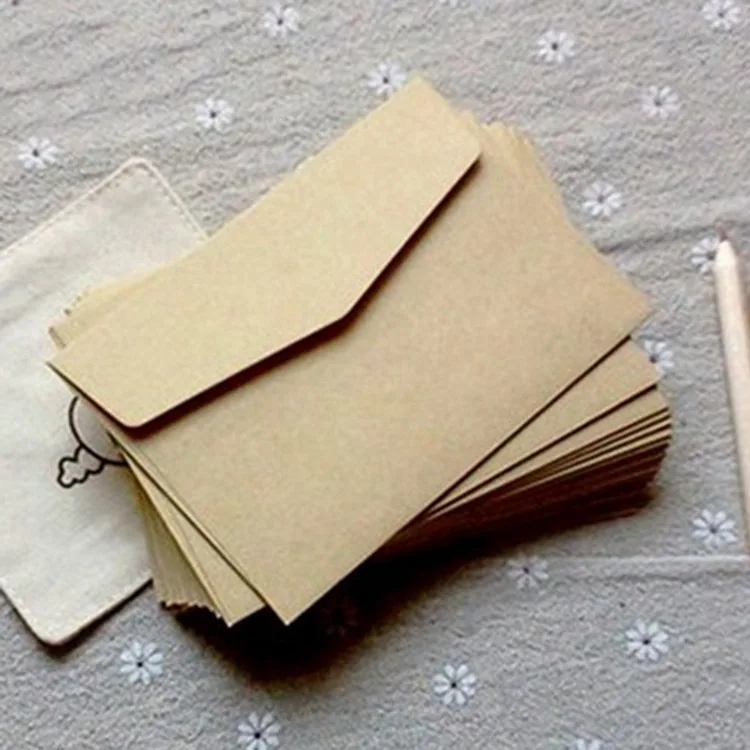 (10 Pieces/lot) 7*10cm Vintage Kraft Paper Envelopes Mini Greeting Card Membership | Канцтовары для офиса и дома