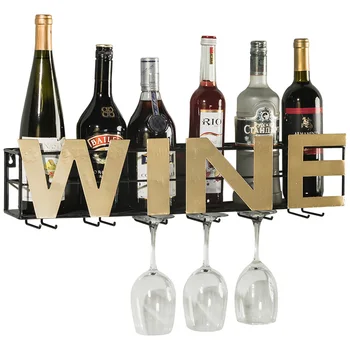

Wine glass bracket family living room with wall hanging simple American Creative iron casting wall frame pendant wine