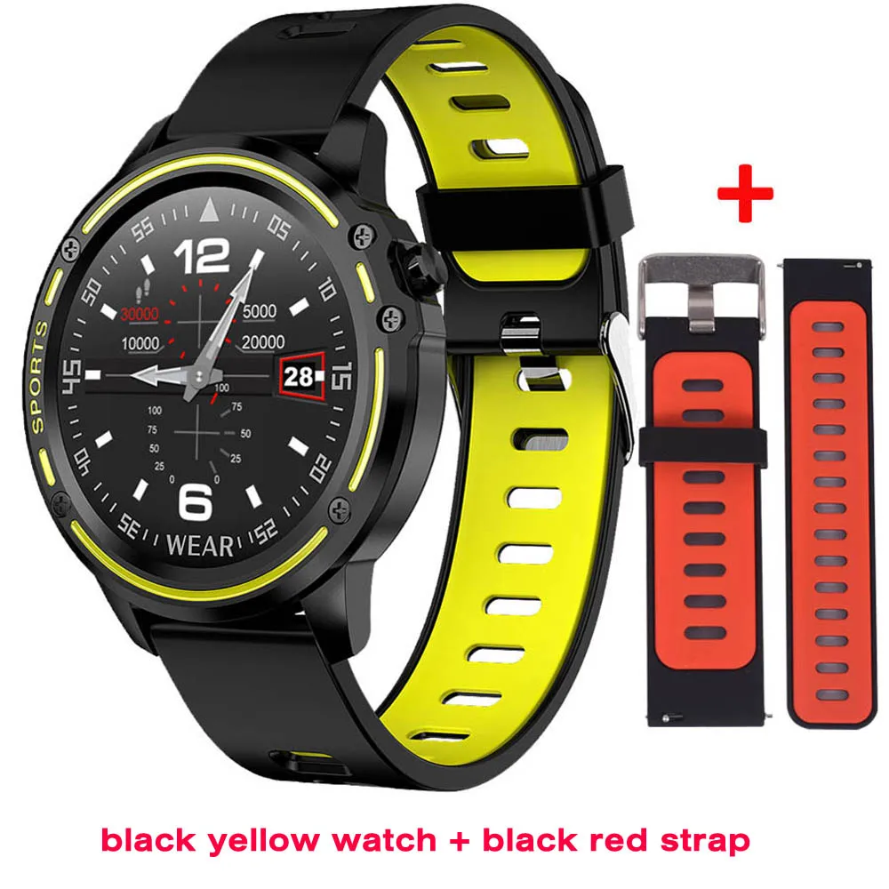 add extra strap Greentiger ЭКГ+ PPG Смарт часы кровяное давление кислород IP68 Водонепроницаемый сердечный ритм погода музыка камера L8 Smartwatch VS L5 L7 - Цвет: add extra strap