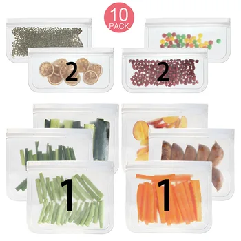 

PEVA Transparent Kitchen Organizer Multi Purpose Freezer Bags Top Ziplock Food Storage Bag Reusable 1Set Leakproof