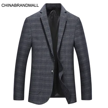 

Autumn Men Plus Fat Plus Size Leisure Grid Printing Suit Male Fat Man Suit