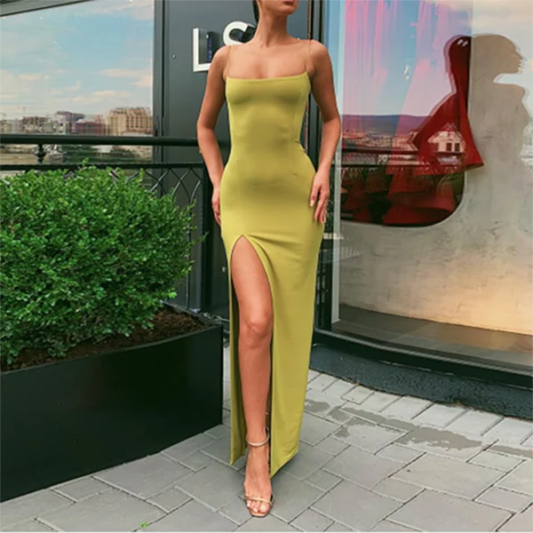 as picture Элегантное вечернее платье, vestido de festa, длинное, с разрезом по бокам,, официальное, для вечеринки, Abendkleider, на тонких бретелях, сексуальное, Vestido De Noite - Цвет: as picture