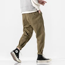 Осенние Комбинезоны мужские модные однотонные повседневные хлопковые рабочие брюки мужские уличные свободные брюки в стиле хип-хоп мужские s S-2XL