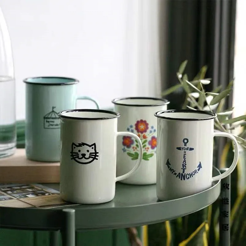 Enamel Coffee Mugs Unbreakable Outdoor Travel Water Cups Beer Cups Camping Bonfire Party Fishing Picnic Gifts