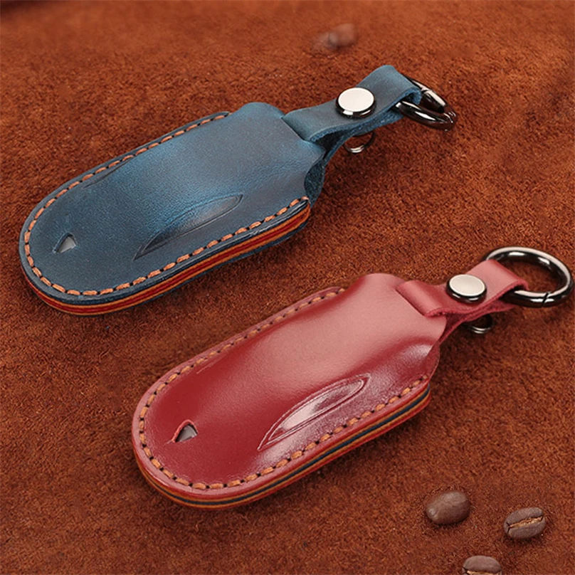 

Genuine Leather Car Auto Remote Car Key Shell Case Protector Cover for Tesla Model S 3 Car Accessories