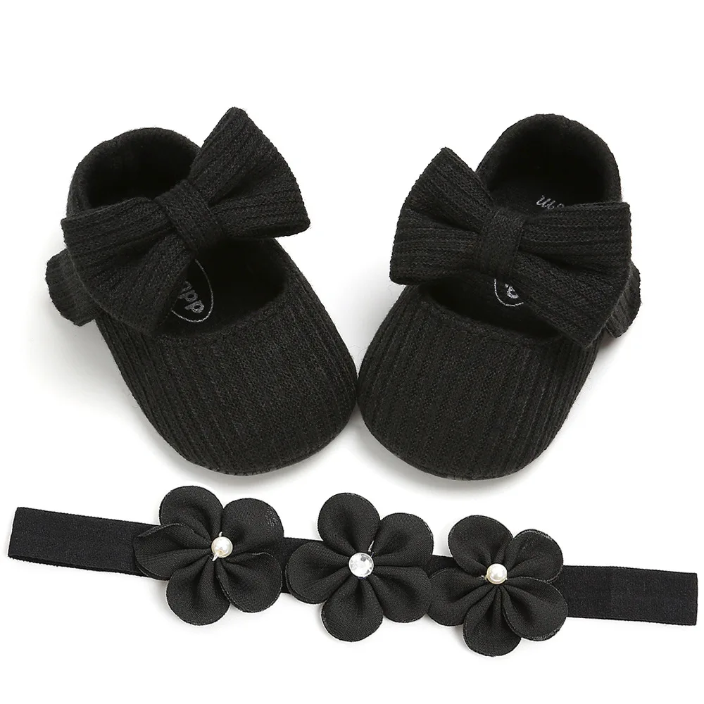 Обувь для маленьких девочек; детская обувь с плоской подошвой для девочек; Свадебная обувь принцессы для вечеринок - Цвет: Черный