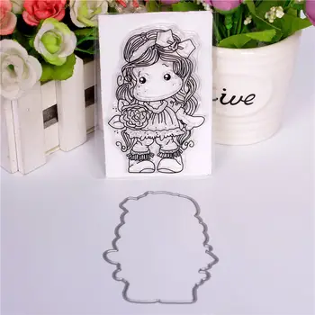 

New girl cartoon pattern Stamp And metal die Scrapbooking Alphabet Stamp Embossing Craft making Silicone Transparent Stamps