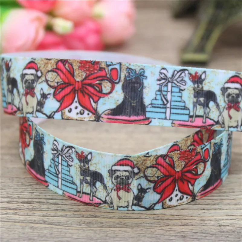 DHK 7/8 'Ƌ ярдов собака животных Ленивец напечатан grosgrain ленты ленточный