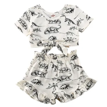 

2pcs Summer Toddler Kid Boys Girls 6M-4T Clothes Sets Dinosaur Outfits Short Sleeve Top+ Short Pants Set