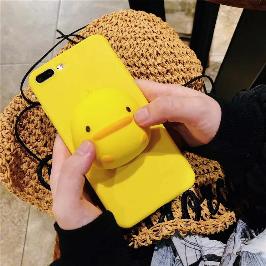 

Cute Cartoon Duck Phone Case For iphone 7 8 6 6s plus Case for iPhone X XR max Cover Soft kneaded lovely Yellow Duck Cases