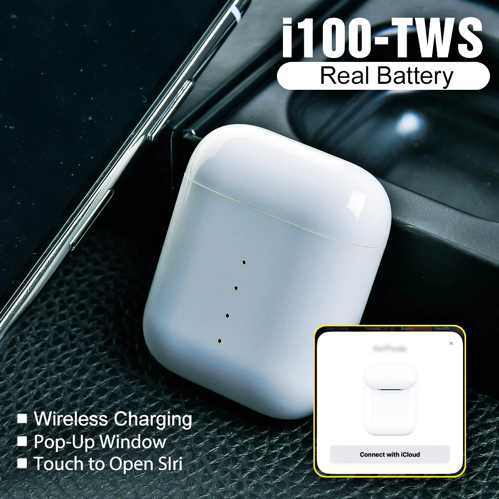 TWS i100 беспроводные Bluetooth наушники QI Беспроводная зарядка 1:1 наушники Pop up Real Battetry Сенсорное управление для IOS/Android