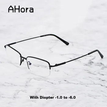 

Ahora Half Frame Finished Myopia Glasses Optical Frame Men Women Square Myopia Spectacle Frames Unisex -1.0 1.50 2.0 2.5 3.0 3.5